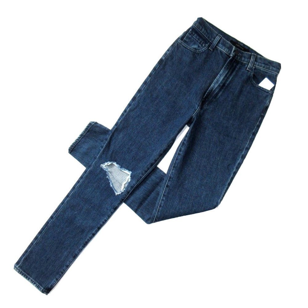 NWT J Brand 1212 Runway Straight in Experience Destruct Super High Rise Jeans 25